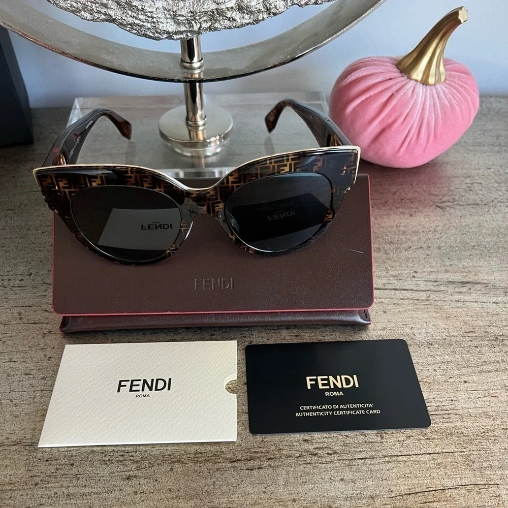 FENDI F is FENDI FF 55mm Havana Cat Eye Sunglasses - Picture 9 of 14
